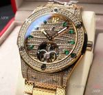 Replica Hublot Tourbillon Big Bang Watch Diamond-set Case Yellow Gold